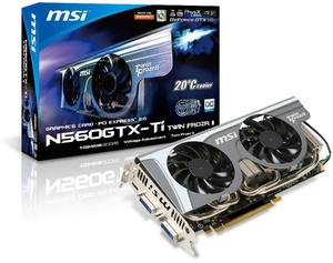 MSI GTX 560 Ti 1024MB DDR5 TWIN FROZR II OC Edition Dual DVI Mini HDMI PCI-E Graphics Card