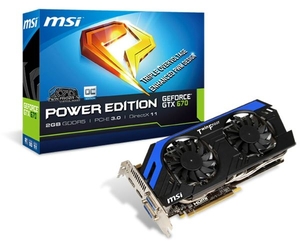 MSI GTX 670 PE OC 2GB GDDR5 Dual DVI HDMI DisplayPort PCI-E Graphics Card