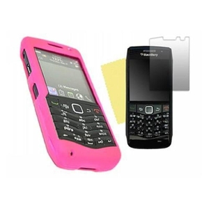 Pink Hybrid Case Screen Protector and Cleaning Cloth - BlackBerry 9105 Pearl 2