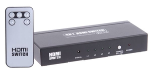Plexus Black Metal HDMI Switch - 4 Inputs to 1 Output 1080p with Wireless Remote