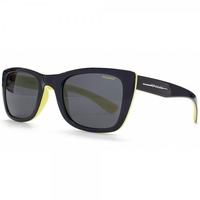 Polaroid Sunglasses Two Tone Flared Rectangle in Navy on Yellow.