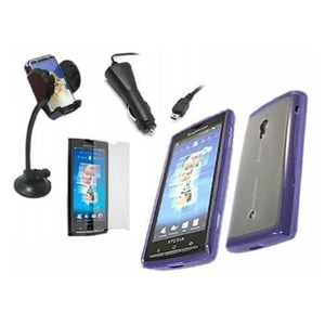 Purple 2 Tone Elite Case LCD Guard Car Charger Car Holder - Sony Ericsson X10
