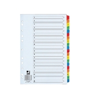 Q-Connect Extra Wide Index A-Z 20 Part Board Reinforced Multi-Colour Divider KF76986