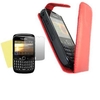 Red FlipMatic Easy Clip On Vertical Pouch Case with Screen Protector - Blackberry 8520 Curve 9300 Curve 3G