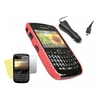 Red Mesh NET Case LCD Screen Protector Car Charger - BlackBerry 8520 Curve 9300 3G