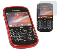 Red Twin Pack ProGel Skin Case & LCD Screen Protector - BlackBerry 9900 Bold Touch