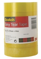 Scotch Easy Tear Clr Tape 25mmx66m - 6 Pack