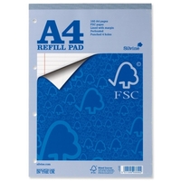 Silvine Refill Pad Fsc Paper Feint Headbound Ruled Margin 4-hole Punched 80 Sheet A4 Ref Fscrp80 [pack 5]