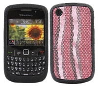 Soft Skin Pink Lines Black Print FT057 Silicone Case For BlackBerry 8520 Curve 9300 3G