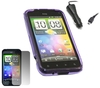 Solid Purple WAVE Case LCD Screen Protector Car Charger - HTC Incredible S