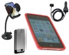 Solid Red WAVE Case LCD Protector Car Charger Car Holder Apple iPod Touch 4