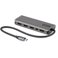 Startech USB-C Multiport Adapter - USB-C to HDMI or Mini DisplayPort 4K 60Hz,  100W Power Delivery Pass-Through,  4-Port 10Gbps USB Hub - USB Type-C Mini Dock - w/ 12" Attached Cable