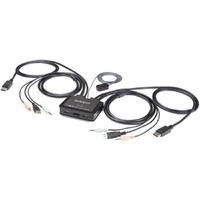 StarTech.com 2 Port DisplayPort KVM Switch - 4K 60Hz - UHD DP 1.2 USB KVM Switch w/ 4ft Cables & Audio