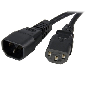 StarTech.com 3 ft 14AWG Computer Power Cord Extension - C14 to C13 PDU Style Computer Power Extension Cable 14 AWG