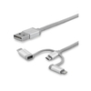 StarTech.com USB Multi-Charging Cable - Lightning,  USB-C,  Micro-USB 2M Silver