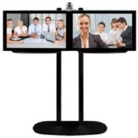 Twin Screen Video Conferencing Floor Stand With Camera Shelf Designed Fo