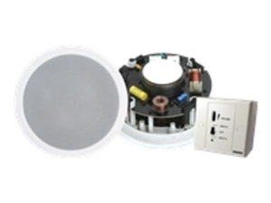 VISION AUDIO BUNDLE - TECHCONNECT2 AMPLIFIER + CS-1300 PAIR CEILING SPEAKERS 2x20w,  2 x stereo inputs. Clip-in modular design. Included: 3.5mm Minijack to 2-phono cable 2m,  2-phono to 2-phono 2m cable,  2 x Speaker cables 5m