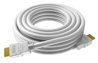 VISION TECHCONNECT V2 SPARE 10M HDMI CABLE Flexible High-Speed White Cable with Ethernet. Compact connector. Thin 8mm Diameter. 26 AWG conductors (note: smaller number = more copper). Tested to Category 2.