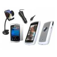 White 2 Tone Elite Case LCD Guard Car Charger Car Holder - Sony Vivaz