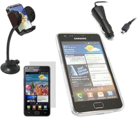 White ProGel Case LCD Protector Car Charger Car Holder - Samsung i9100 Galaxy S II S2