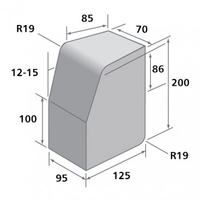 Bradstone,  Block Kerbs Charcoal Large Kerb,  Half Battered External Radius LK/C - Individual Unit