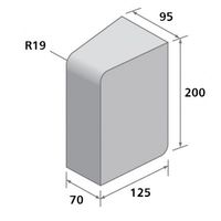 Bradstone,  Block Kerbs Red Large Kerb,  Bull Nose Internal / External Radius LK/B - Individual Unit