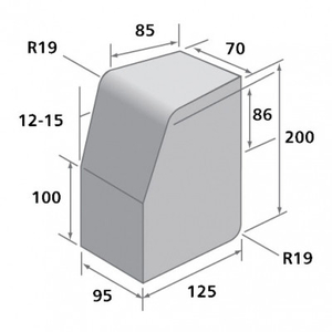 Bradstone,  Block Kerbs Red Large Kerb,  Half Battered External Radius LK/C - Individual Unit