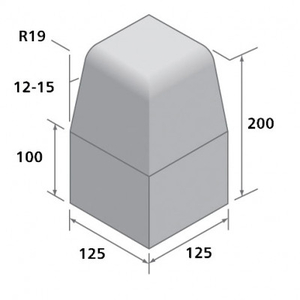 Bradstone,  Block Kerbs Red Large Kerb,  Half Battered Upright External Angle LK/E - Individual Unit