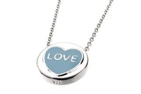 Silver and Pale Blue Enamel Love Heart “LOVE” Pendant