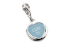 Silver and Pale Blue Enamel Love Heart “LUV U” Charm