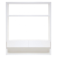 Aspen White High Gloss Large Open Shelving With 2 Cupboards