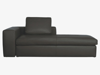 Black leather chaise longue sofa bed