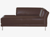 Brown leather left-arm chaise longue