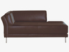 Brown leather right-arm chaise longue