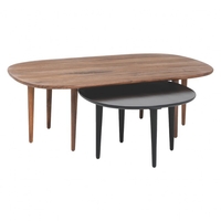 Bruni Walnut and black nested coffee tables