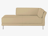 Cream leather left-arm chaise longue