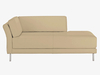 Cream leather right-arm chaise longue