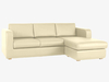Cream leather right-arm chaise sofa bed