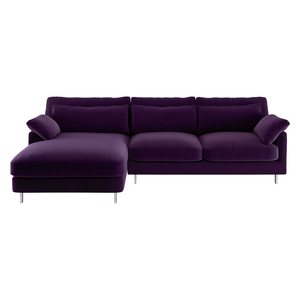 Cuscino Purple Velvet Left-Arm Chaise Sofa