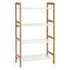 Drew Bamboo And White Lacquer Wide 4-Shelf Bookcase