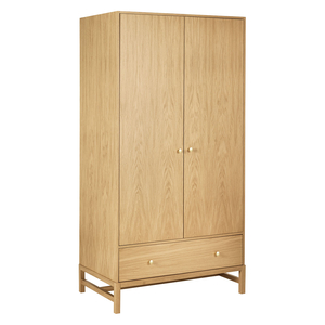 Drio Oak 2 Door Wardrobe With Hanging Rail And Drawer