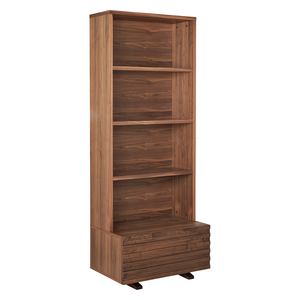Enzo Walnut Bookcase With Storage Drawer