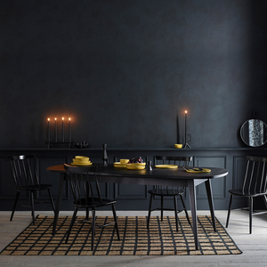 Etta Dining Set With Black Stained Oak Extending Table And 4 Chairs