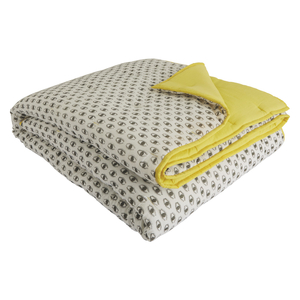 Eyes White And Yellow Patterned Cotton Bedspread 200 X 200Cm