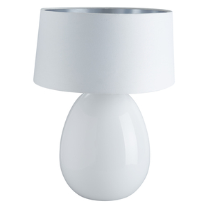 Habitat Bulle White Glass And Brass Table Lamp With White And Silver Shade