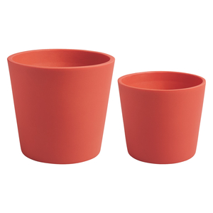 Habitat Ezekiel Matt Red Set of 2 Round Planters