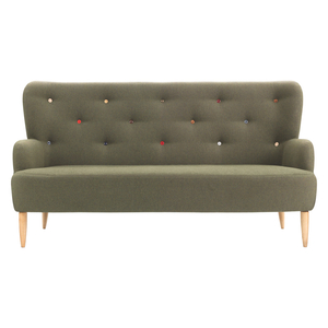 Habitat Wilmot Green Wool Mix 3 Seater Sofa With Multi-coloured Buttons
