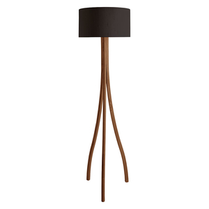 Harmony Walnut Stained Wooden Floor Lamp With Black Shade