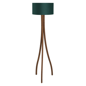 Harmony Walnut Stained Wooden Floor Lamp With Emerald Green Shade