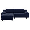 Hendricks Dark Blue Velvet Fabric Small Left-Hand Chaise Sofa